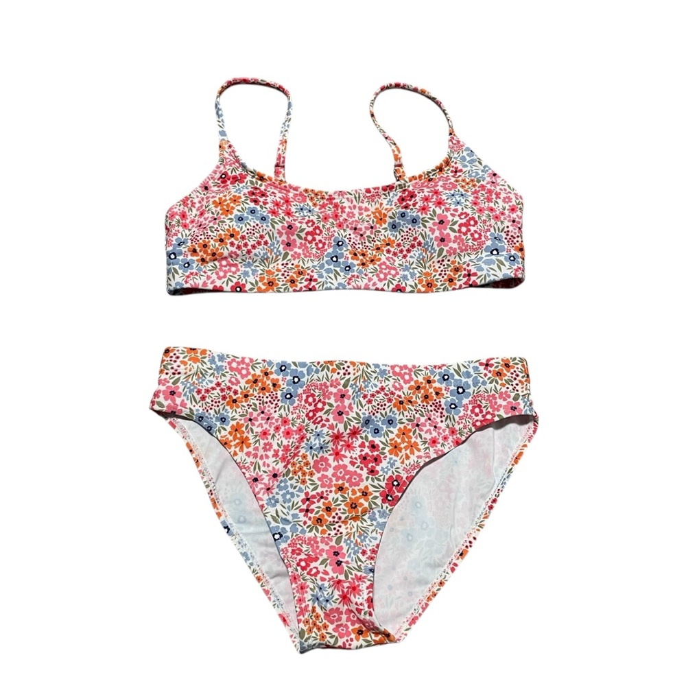 Unworn Pink Blue Orange Green Floral Print Swim Bikini Size S